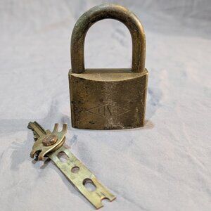 Vintage Brass Tone Padlock with Key